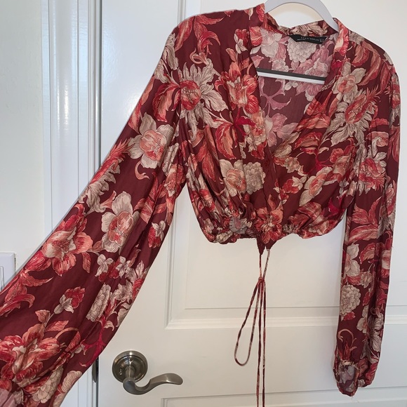Zara | Tops | Zara Red Floral Long 